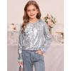 imageGRACE KARIN Girls Sequin Jackets Sparkle Dress Coats Button Cropped Cardigan for Kids 514Sliver