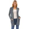 imageGRACE KARIN Long Open Front Fleece Cardigan Sweater Fall Chunky Knit Casual Coat Soft Winter Outerwear with PocketsGray