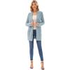 imageGRACE KARIN Long Open Front Fleece Cardigan Sweater Fall Chunky Knit Casual Coat Soft Winter Outerwear with PocketsLight Blue