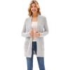 imageGRACE KARIN Long Open Front Fleece Cardigan Sweater Fall Chunky Knit Casual Coat Soft Winter Outerwear with PocketsLight Gray