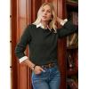 imageGRACE KARIN Women Fall Long Sleeve Crew Neck Sweaters 2025 Fashion Knit Trendy Pullover Top Cable Stretchy Winter ClothesArmy Green
