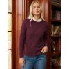imageGRACE KARIN Women Fall Long Sleeve Crew Neck Sweaters 2025 Fashion Knit Trendy Pullover Top Cable Stretchy Winter ClothesWine