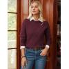 imageGRACE KARIN Women Fall Long Sleeve Crew Neck Sweaters 2025 Fashion Knit Trendy Pullover Top Cable Stretchy Winter ClothesWine