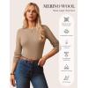 imageGRACE KARIN Womens 100 Merino Wool Base Layer Sweater Fall Knit Long Sleeve Pullover Top Casual Soft Slim Fit ShirtCamel