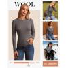 imageGRACE KARIN Womens 100 Merino Wool Base Layer Sweater Fall Knit Long Sleeve Pullover Top Casual Soft Slim Fit ShirtCoffee