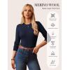 imageGRACE KARIN Womens 100 Merino Wool Base Layer Sweater Fall Knit Long Sleeve Pullover Top Casual Soft Slim Fit ShirtNavy Blue