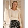 imageGRACE KARIN Womens Fall Wool Blend Sweater Tops Long Sleeve Ribbed Pullover 2025 Knitted Casual BlouseApricot