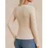 imageGRACE KARIN Womens Fall Wool Blend Sweater Tops Long Sleeve Ribbed Pullover 2025 Knitted Casual BlouseApricot