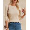 imageGRACE KARIN Womens Fall Wool Blend Sweater Tops Long Sleeve Ribbed Pullover 2025 Knitted Casual BlouseApricot
