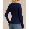 imageGRACE KARIN Womens Fall Wool Blend Sweater Tops Long Sleeve Ribbed Pullover 2025 Knitted Casual BlouseNavy Blue