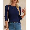 imageGRACE KARIN Womens Fall Wool Blend Sweater Tops Long Sleeve Ribbed Pullover 2025 Knitted Casual BlouseNavy Blue