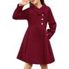 imageGRACE KARIN Girls Dress Coat Kids Wool Lapel Long Button Jackets Fall Winter Outerwear Peacoat with Pockets 512YBurgundy