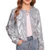 imageGRACE KARIN Girls Sequin Jackets Sparkle Dress Coats Button Cropped Cardigan for Kids 514Sliver