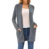 imageGRACE KARIN Long Open Front Fleece Cardigan Sweater Fall Chunky Knit Casual Coat Soft Winter Outerwear with PocketsGray