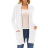 imageGRACE KARIN Long Open Front Fleece Cardigan Sweater Fall Chunky Knit Casual Coat Soft Winter Outerwear with PocketsWhite