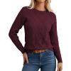 imageGRACE KARIN Women Fall Long Sleeve Crew Neck Sweaters 2025 Fashion Knit Trendy Pullover Top Cable Stretchy Winter ClothesWine