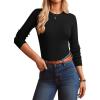 imageGRACE KARIN Womens 100 Merino Wool Base Layer Sweater Fall Knit Long Sleeve Pullover Top Casual Soft Slim Fit ShirtBlack
