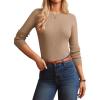 imageGRACE KARIN Womens 100 Merino Wool Base Layer Sweater Fall Knit Long Sleeve Pullover Top Casual Soft Slim Fit ShirtCamel
