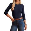 imageGRACE KARIN Womens 100 Merino Wool Base Layer Sweater Fall Knit Long Sleeve Pullover Top Casual Soft Slim Fit ShirtNavy Blue