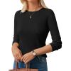 imageGRACE KARIN Womens Fall Wool Blend Sweater Tops Long Sleeve Ribbed Pullover 2025 Knitted Casual BlouseBlack