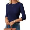 imageGRACE KARIN Womens Fall Wool Blend Sweater Tops Long Sleeve Ribbed Pullover 2025 Knitted Casual BlouseNavy Blue