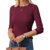 imageGRACE KARIN Womens Fall Wool Blend Sweater Tops Long Sleeve Ribbed Pullover 2025 Knitted Casual BlouseWine Red