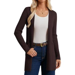 imageGRACE KARIN Fall Long Cardigans for Women 2025 Open Front Long Sleeve Sweaters Early Fall Fashion OutfitsChocolate Brown