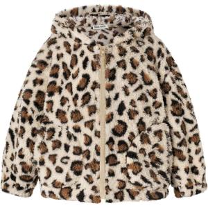 imageGRACE KARIN Girls Fleece Jacket Zip Up Sherpa Coat Kids Fall Hoodie Fuzzy Sweatshirt Size 514Apricot Leopard