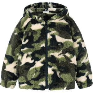imageGRACE KARIN Girls Fleece Jacket Zip Up Sherpa Coat Kids Fall Hoodie Fuzzy Sweatshirt Size 514Army Green Camouflage