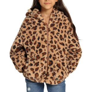 imageGRACE KARIN Girls Fleece Jacket Zip Up Sherpa Coat Kids Fall Hoodie Fuzzy Sweatshirt Size 514Leopard
