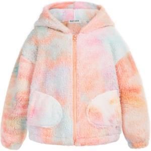 imageGRACE KARIN Girls Fleece Jacket Zip Up Sherpa Coat Kids Fall Hoodie Fuzzy Sweatshirt Size 514Orange Tiedye