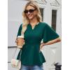 imageGRACE KARIN 2025 Womens Elegant V Neck Peplum Tops Short Bell Sleeve Chiffon Shirts Tops Blouse