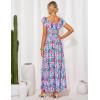 imageGRACE KARIN 2025 Womens Maxi Dresses Summer Off Shoulder Floral Dress Ruffle Split Beach Flowy Boho Wedding Guest DressBlue Multicolor