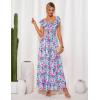 imageGRACE KARIN 2025 Womens Maxi Dresses Summer Off Shoulder Floral Dress Ruffle Split Beach Flowy Boho Wedding Guest DressBlue Multicolor