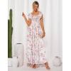 imageGRACE KARIN 2025 Womens Maxi Dresses Summer Off Shoulder Floral Dress Ruffle Split Beach Flowy Boho Wedding Guest DressLight Pink