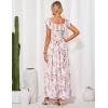 imageGRACE KARIN 2025 Womens Maxi Dresses Summer Off Shoulder Floral Dress Ruffle Split Beach Flowy Boho Wedding Guest DressLight Pink