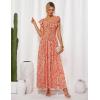 imageGRACE KARIN 2025 Womens Maxi Dresses Summer Off Shoulder Floral Dress Ruffle Split Beach Flowy Boho Wedding Guest DressOrange Flower