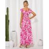 imageGRACE KARIN 2025 Womens Maxi Dresses Summer Off Shoulder Floral Dress Ruffle Split Beach Flowy Boho Wedding Guest DressRose Red