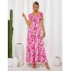 imageGRACE KARIN 2025 Womens Maxi Dresses Summer Off Shoulder Floral Dress Ruffle Split Beach Flowy Boho Wedding Guest DressRose Red