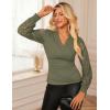 imageGRACE KARIN 2025 Womens Tops Wrap V Neck Shirt Lace Long Sleeve Blouses Dressy Casual Ruched Top Fall Fashion OutfitsArmy Green