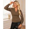imageGRACE KARIN 2025 Womens Tops Wrap V Neck Shirt Lace Long Sleeve Blouses Dressy Casual Ruched Top Fall Fashion OutfitsBrown