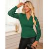 imageGRACE KARIN 2025 Womens Tops Wrap V Neck Shirt Lace Long Sleeve Blouses Dressy Casual Ruched Top Fall Fashion OutfitsDark Green