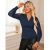 imageGRACE KARIN 2025 Womens Tops Wrap V Neck Shirt Lace Long Sleeve Blouses Dressy Casual Ruched Top Fall Fashion OutfitsNavy Blue