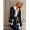 imageGRACE KARIN Cardigan Sweaters for Women Lightweight Long Sleeve Button up Sweater 2025 Color Block Jacket with PocketsBlack