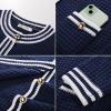 imageGRACE KARIN Cardigan Sweaters for Women Lightweight Long Sleeve Button up Sweater 2025 Color Block Jacket with PocketsNavy Blue