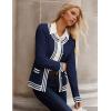 imageGRACE KARIN Cardigan Sweaters for Women Lightweight Long Sleeve Button up Sweater 2025 Color Block Jacket with PocketsNavy Blue
