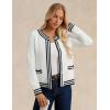 imageGRACE KARIN Cardigan Sweaters for Women Lightweight Long Sleeve Button up Sweater 2025 Color Block Jacket with PocketsWhite