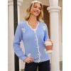 imageGRACE KARIN Flower Sweater Cardigan for Women Button Down Long Sleeve Cardigans Embroidered Open Front JacketBlue