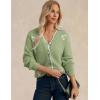 imageGRACE KARIN Flower Sweater Cardigan for Women Button Down Long Sleeve Cardigans Embroidered Open Front JacketGreen