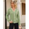 imageGRACE KARIN Flower Sweater Cardigan for Women Button Down Long Sleeve Cardigans Embroidered Open Front JacketGreen